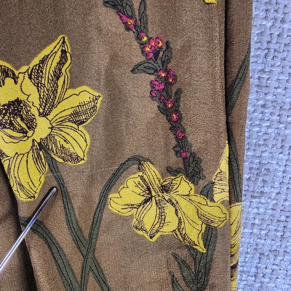 Anthropologie MAEVE Terrace Floral Wide Leg Pants Womens 2 Brown Gold Smocked - Picture 5 of 14